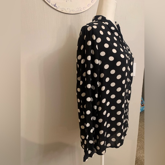 H&M Black and White Polka Dot Button Down Shirt - Picture 3 of 6